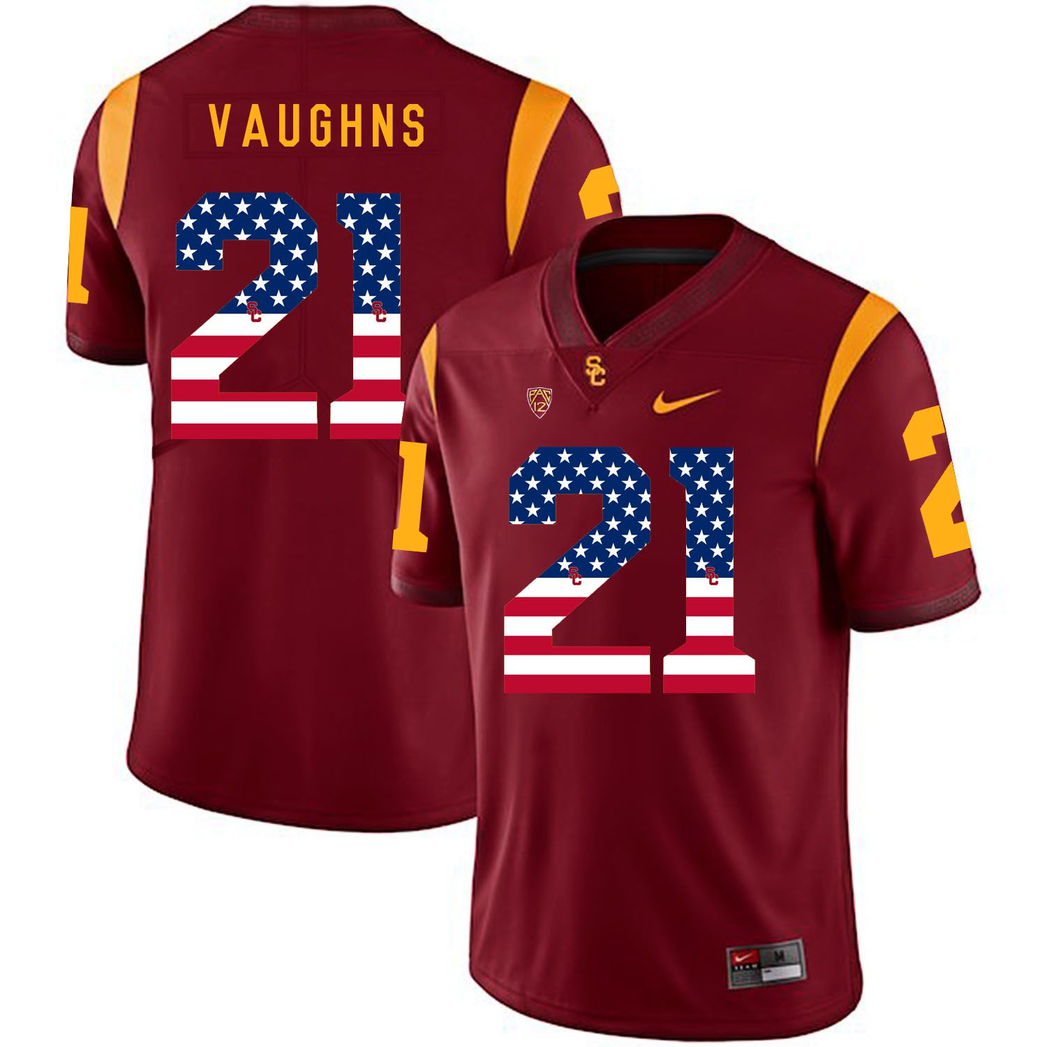 Men USC Trojans 21 Vaughns Red Flag Customized NCAA Jerseys